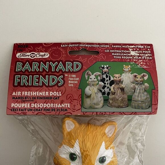 Fibre Craft Barnyard Friends #3029 Cat Air Freshener Doll Head 1995 NEW - Picture 2 of 7